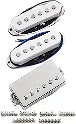 FLEOR Captador de bobina única Alnico com 5 polos planos e conjunto Humbucker coberto branco HSS N+M+B captadores para guitarra estilo Strat