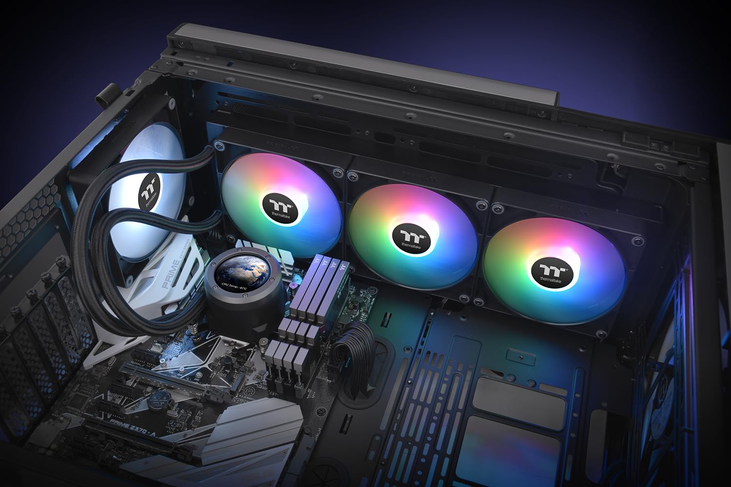 Thermaltake TH420 V2 Ultra ARGB Sync Refroidissement liquide AIO 420 mm – Écran LCD 2,1" (480 x 480), 3 LED ARGB PWM CT140, TT RGB Plus 2.0, compatible Intel LGA1851/1700 et AMD AM5/AM4, Noir
