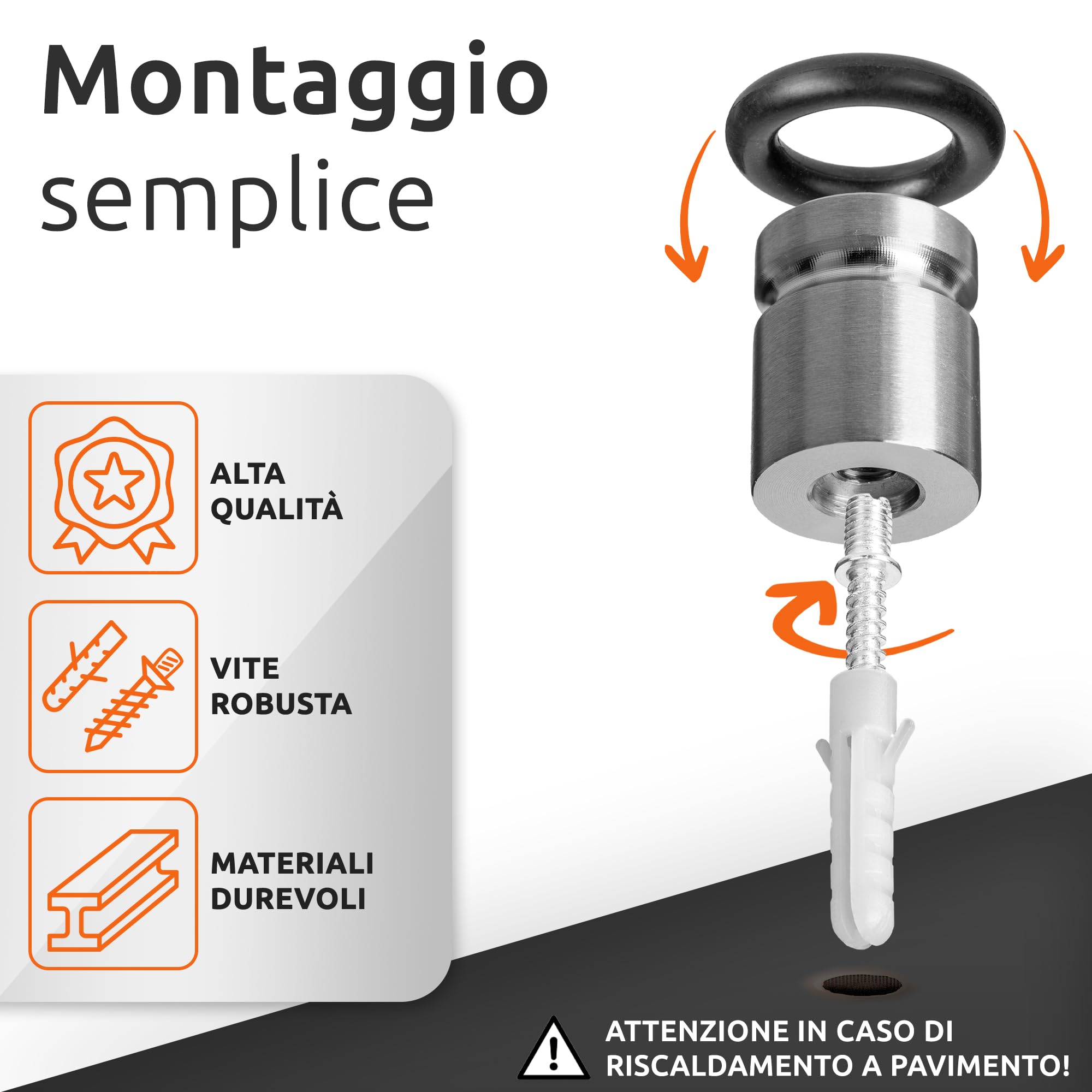 ECENCE Fermaporta da pavimento per avvitare 2 Pezzi Ferma Porta in acciaio inossidabile Ø20x25mm Protezione delle pareti spazzolato inclusivo viti e tasselli