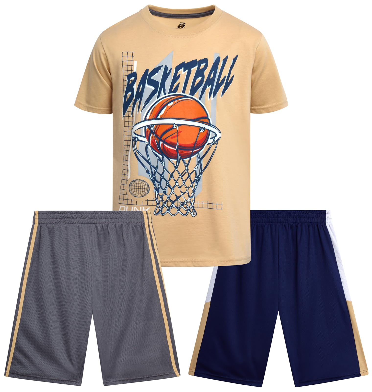 Pro Athlete Active Boys Short Sets - 3 Piece Performance Short Sleeve T-Shirt and Dry Fit Shorts - Boys Athletic Sets (8-16)
