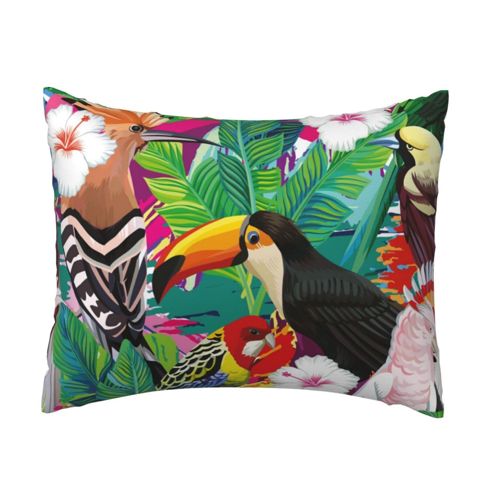 YFSGDLBN Tropical Birds and Plant Leaf printed Pillow Case 20x26in decorative Cushion Cover pillowcase