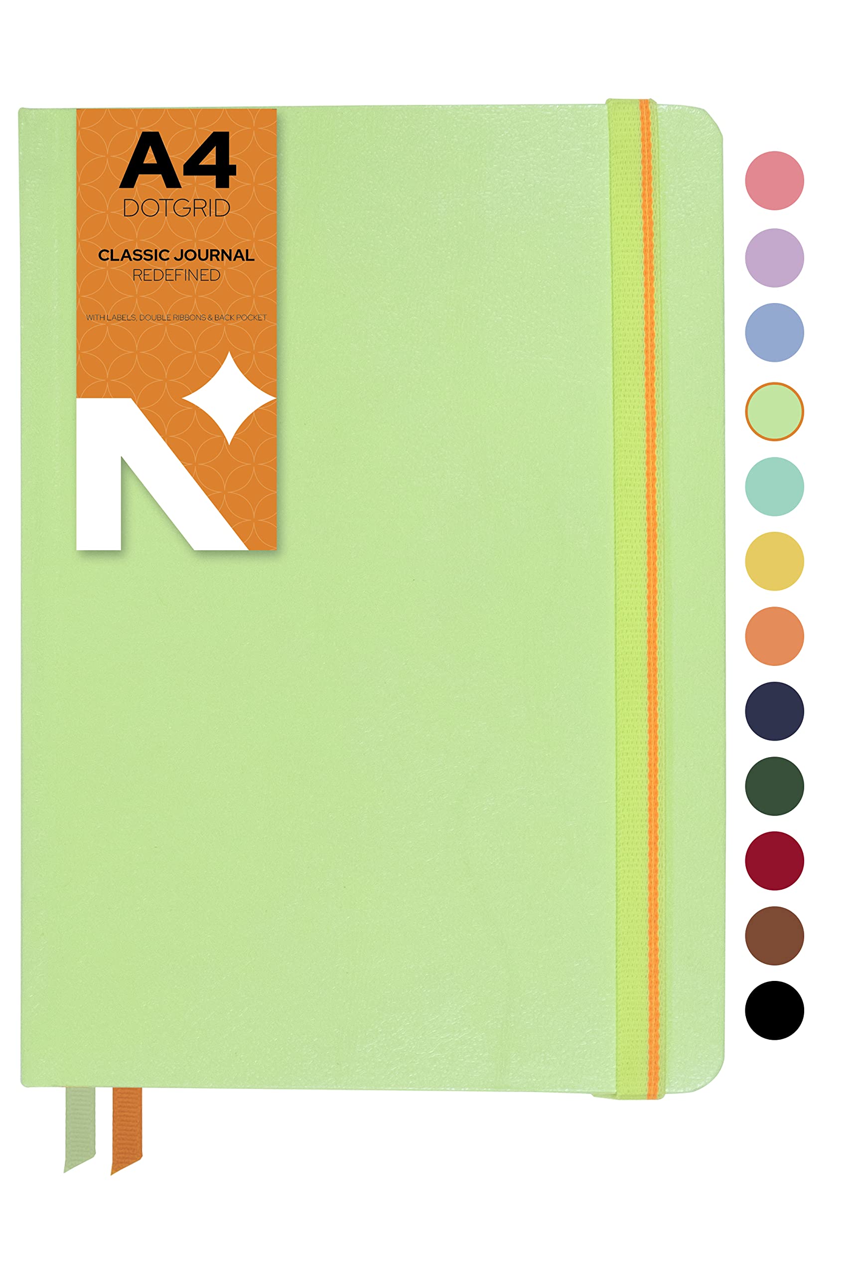 NEORAH - Dot Grid, A4 Notebook - Dotted Journal - 160 Pages- 110 GSM- (29.7 cm x 21.0 cm) - 2025 Office Notebook, Hardcover Completely Handmade, BUJO, Diary for women and men-Light Green