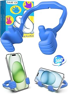 CALDEVER Stocking Fillers for Teenage Boys Girls Adults Cell Phone Stand 1 Pack Blue Thumbs Up Lazy Phone Stand for iPhone Cell Phone Holder for Desk Fun Gifts for Christmas Kids Men Women Wife