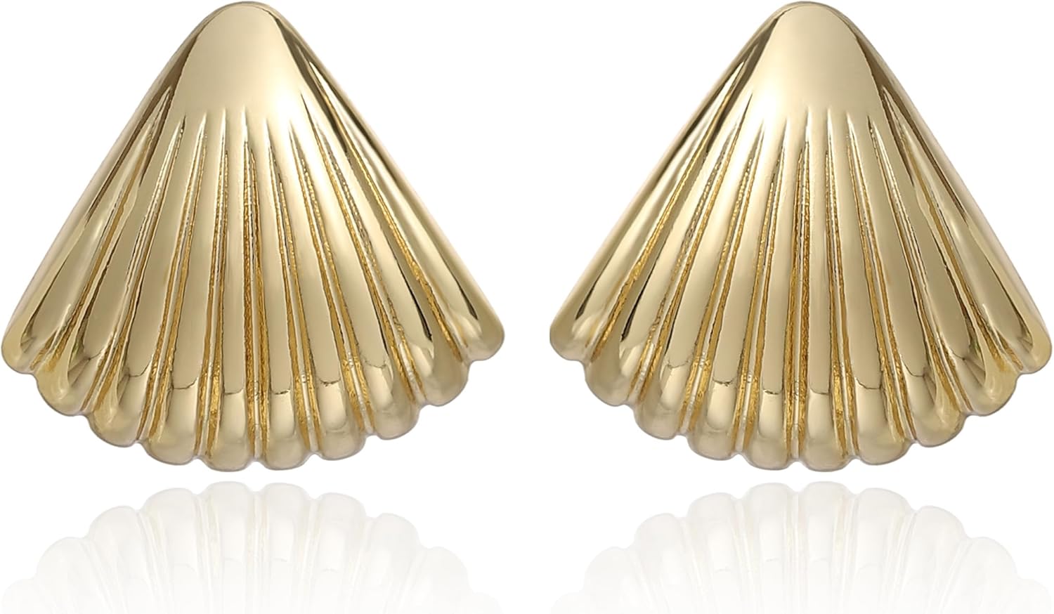 14K Gold Plated Shell Earrings for Women Seashell Stud Earrings Trendy Statement Earring Fashion Summer Ocean Beach Jewelry