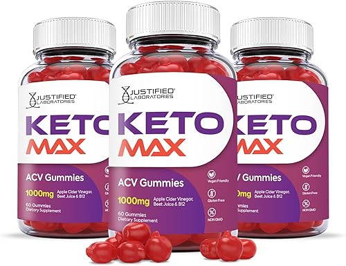 Miniatura 1 de Justified Laboratories Keto Max ACV Gummies 1000 mg con jugo de granada raíz de remolacha B12 180 gomitas