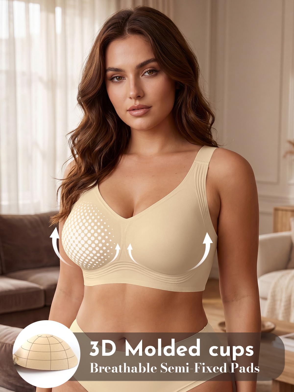 SHEKINI Plus Size Jelly Bra Plunge non cablato