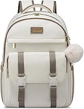 LOVEVOOK School Backpack for Teen Girls, Student Backpack Purse for 14-16 Teenage, Cute Kid Bookbag, Back to School Backpacks Fit 15.6 Inch Laptop, Large College Travel Bag, Beige-khaki