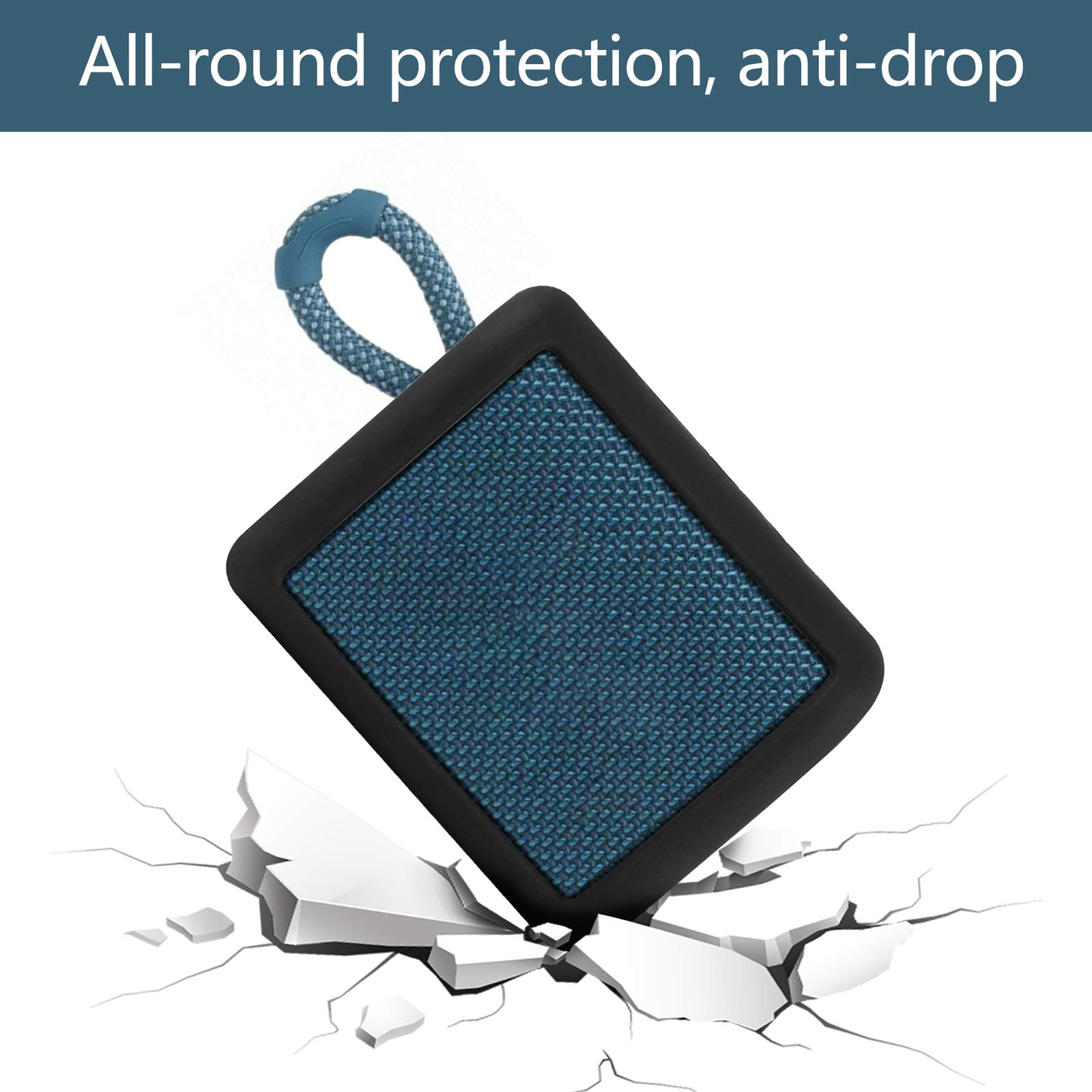 Geekria Silicone Speaker Case Cover, Compatible with JBL Go 3 Case, Protective Waterproof Soft Skin, Replacement Bluetooth Speakers Travel Carrying Case with Keychain Hook (Black)