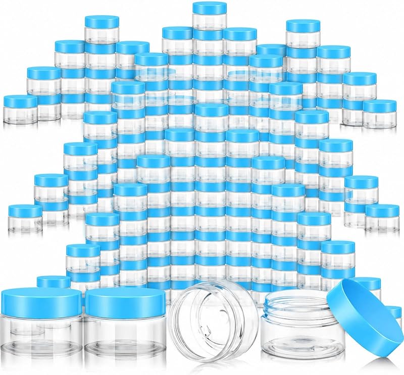 SATINIOR Frascos Plásticos com Tampa de Rosca, Boca Larga, Azul, Pacote com 100 Unidades de 120 mL