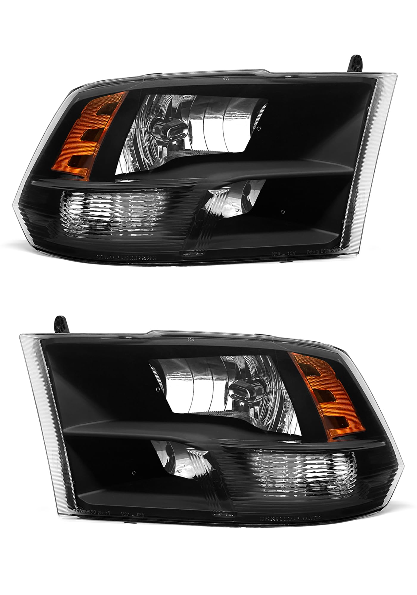 2009-2018 Dodge Ram Headlights Assembly for 2009-2018 Dodge Ram 1500,2010-2018 Dodge Ram 2500/3500 Quad And Dual Style Chrome Housing Amber Reflector Replacement Driver and Passenger Side