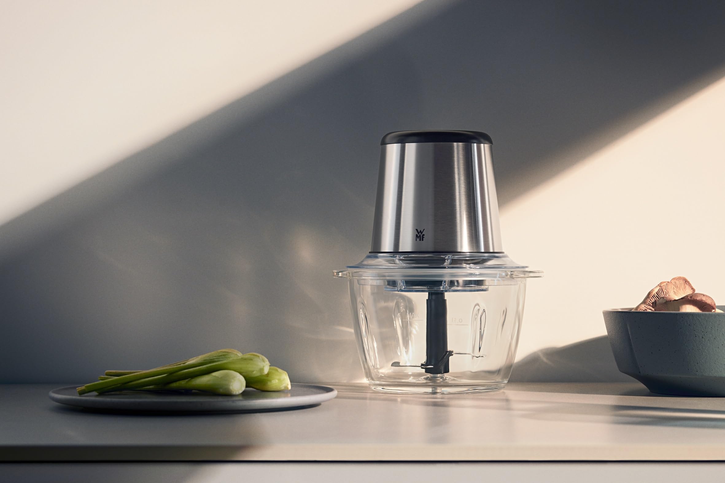 Kult X - Picadora Eléctrica, Multifuncion de picar, trocear y mezclar, Cuchillas Desmontables de acero inoxidable, Capacidad 1 l, 2 velocidades, Cristal resistente, 320 W, panel control LED