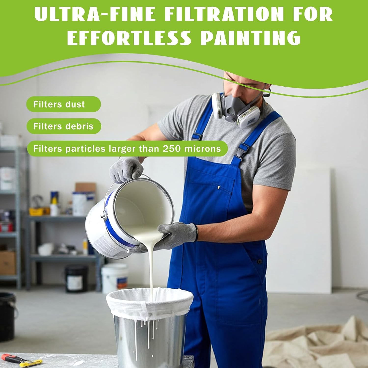 10 Pcs Paint Strainer Bags, 1 Gallon Paint Filter Strainer, Elasticity Opening Strainers Bags Disposable for Paints Bucket & Hydroponics