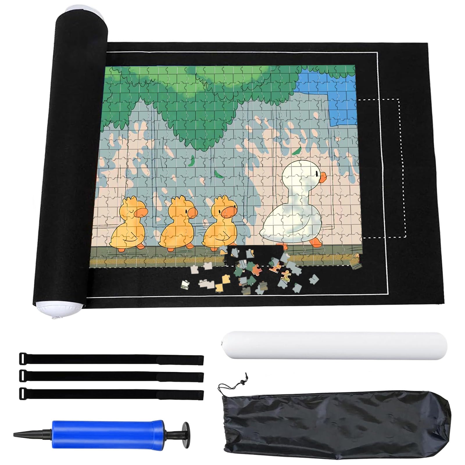 Xmart Mata do puzzli zwijana mata do puzzli, składana, przenośna, filcowa, do 1500 sztuk, torba do przechowywania w podróży