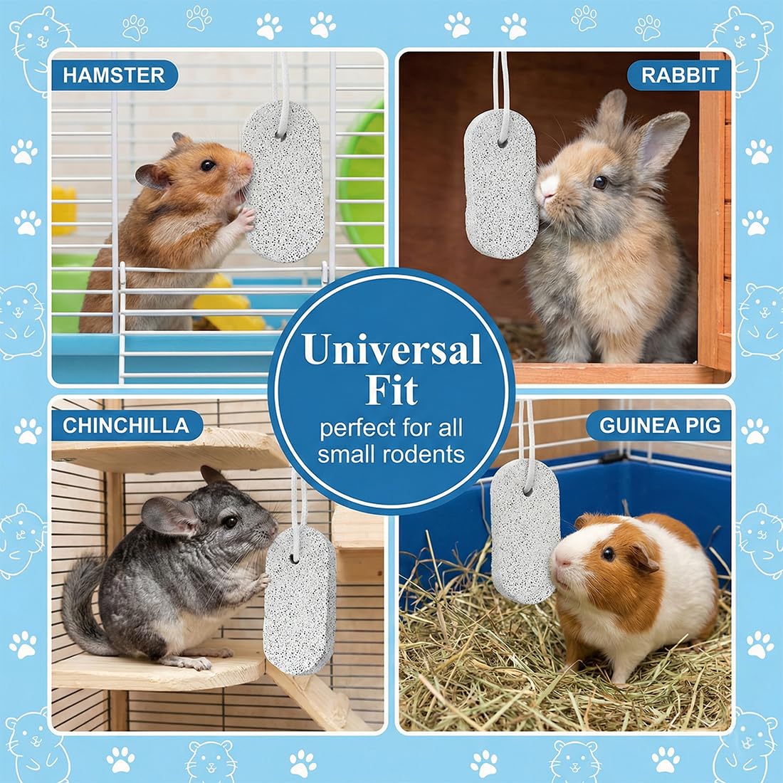 6 Pezzi Pietra per la Masticazione Degli Animali Domestici Masticabili per Animali Domestici Pietra Minerale al Calcio per Criceti Conigli e Cincillà Sicure e Naturali per Dentale