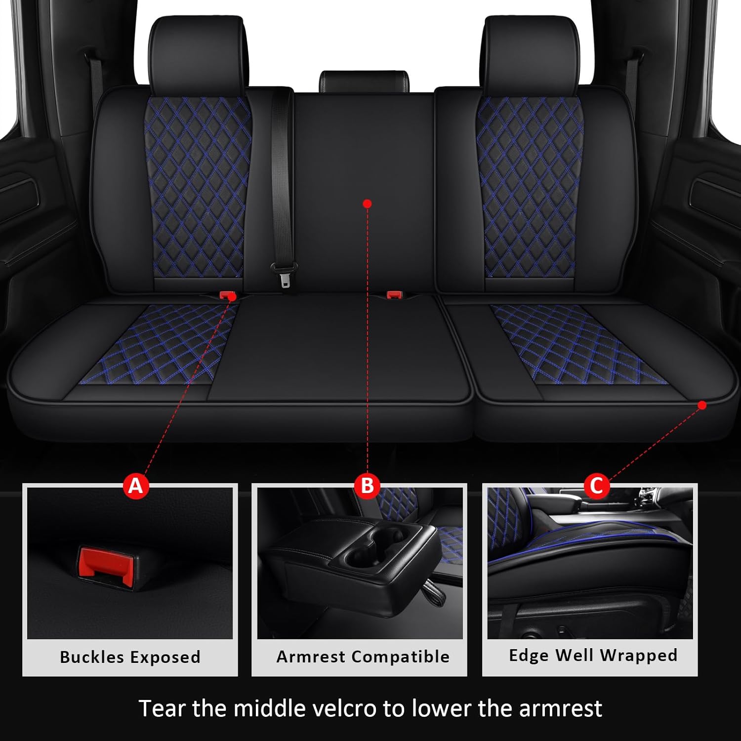MIROZO Car Seat Covers for Chevy Silverado GMC Sierra,Truck Seat Covers Compatible with 2007-2013 and 2019-2025 Chevy Silverado GMC Sierra 1500 2500HD 3500HD Pickup Seat Covers (Blue,Full Set)