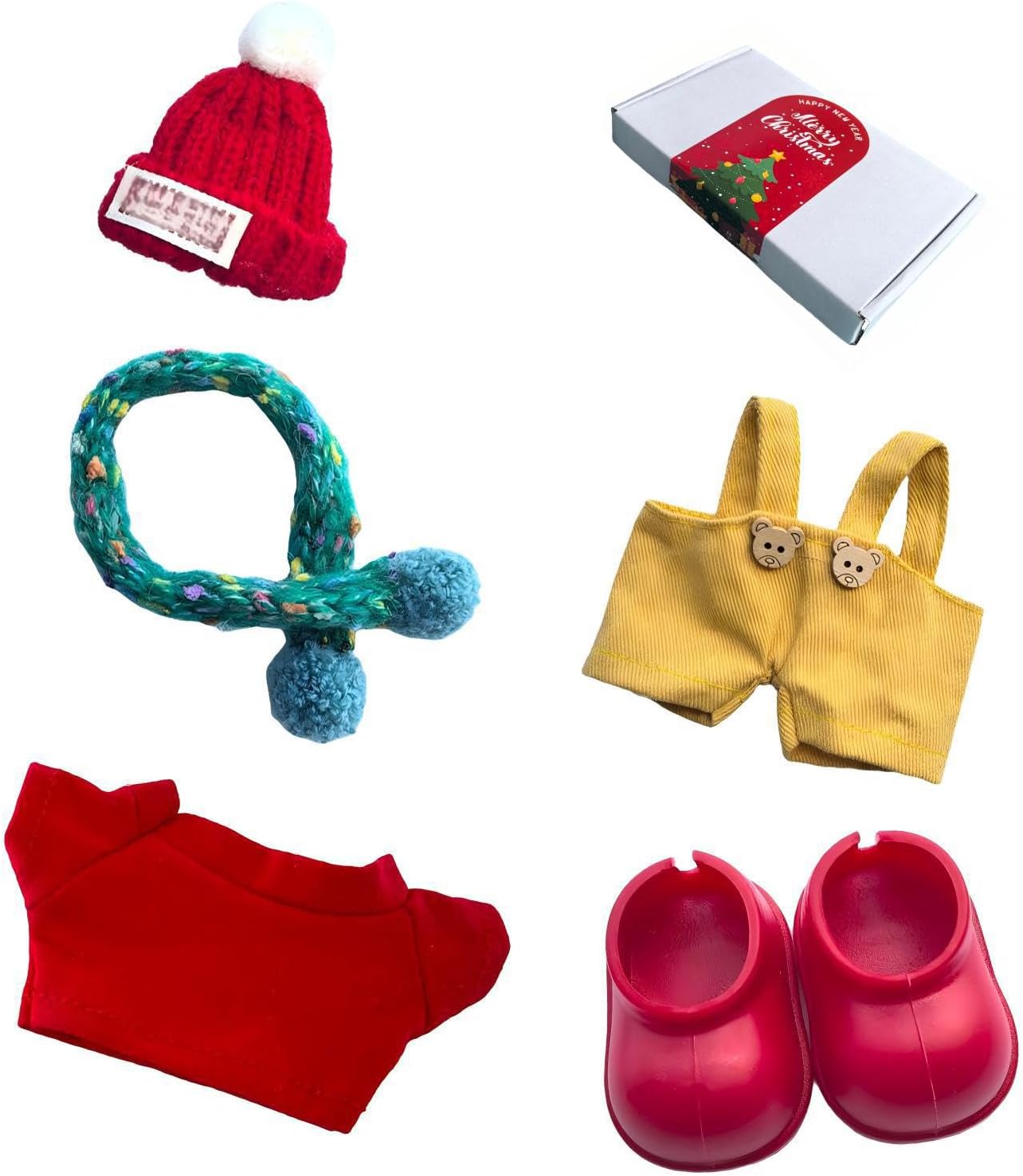 Clothes Set for Lububu 17cm Doll,5 Piece Set Hat Clothing for Lububu Cute Stylish Dress Up Set for with Top+Shoe+Hat+Scarf+Pants(No Doll)