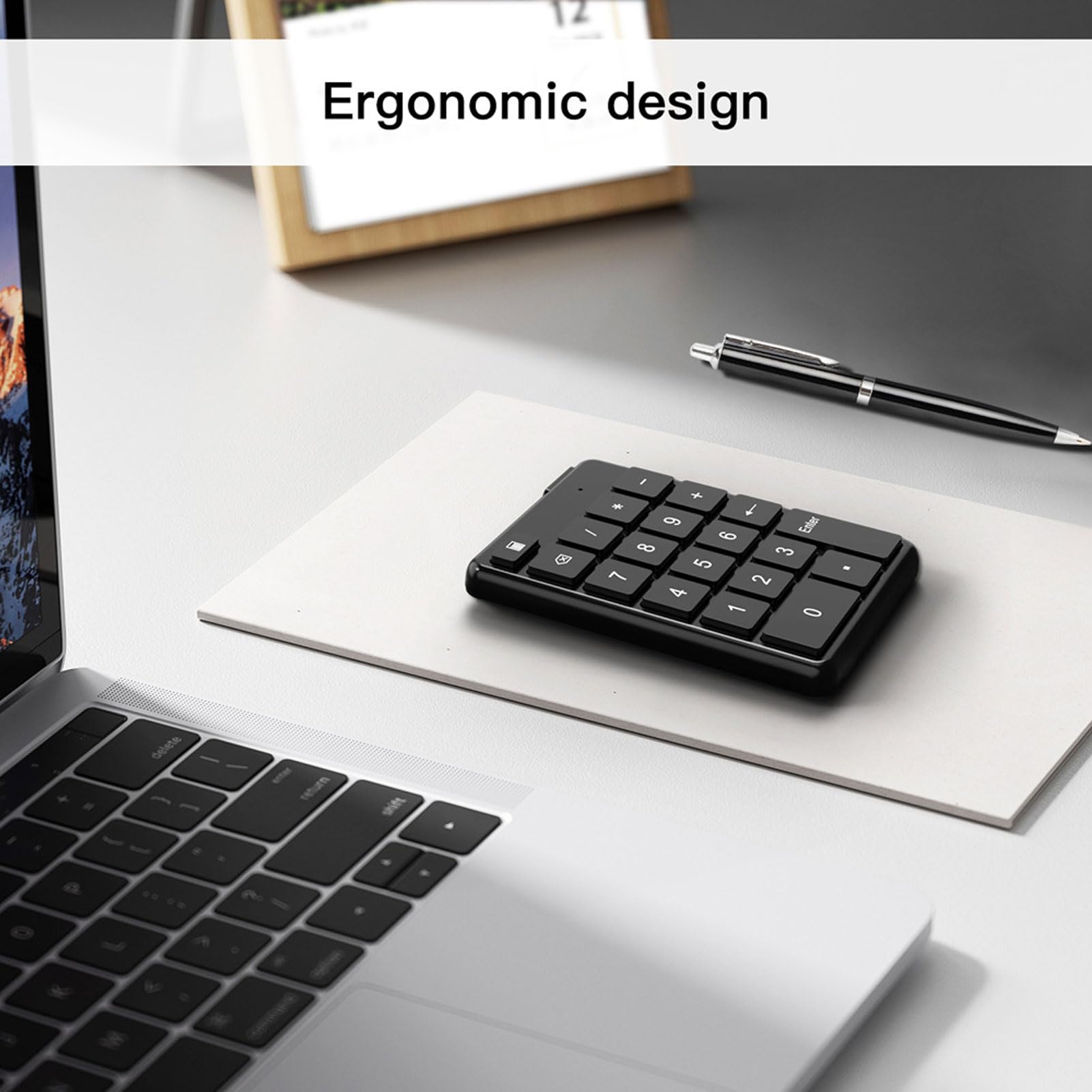 Vikye Teclado Numérico Bluetooth, Teclado Numérico Inalámbrico Bluetooth 5.1 de 19 Teclas, Teclado Numérico de Contabilidad Financiera Portátil con Batería para Computadora Portátil, PC