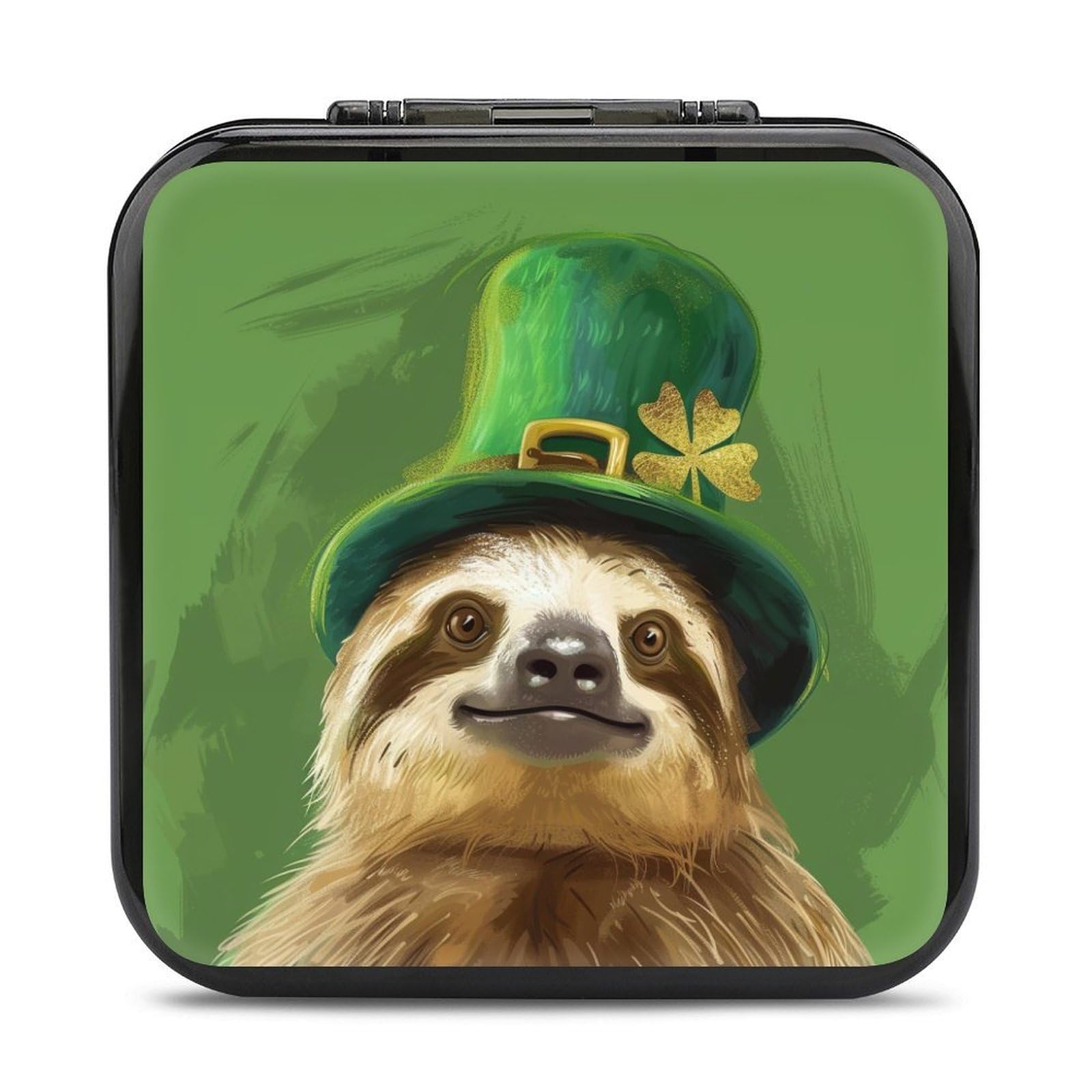 XBubupX St Patricks Day Game Card Case Holder for Switch Switch Lite Funny Sloth Wearing Irish Hat 24