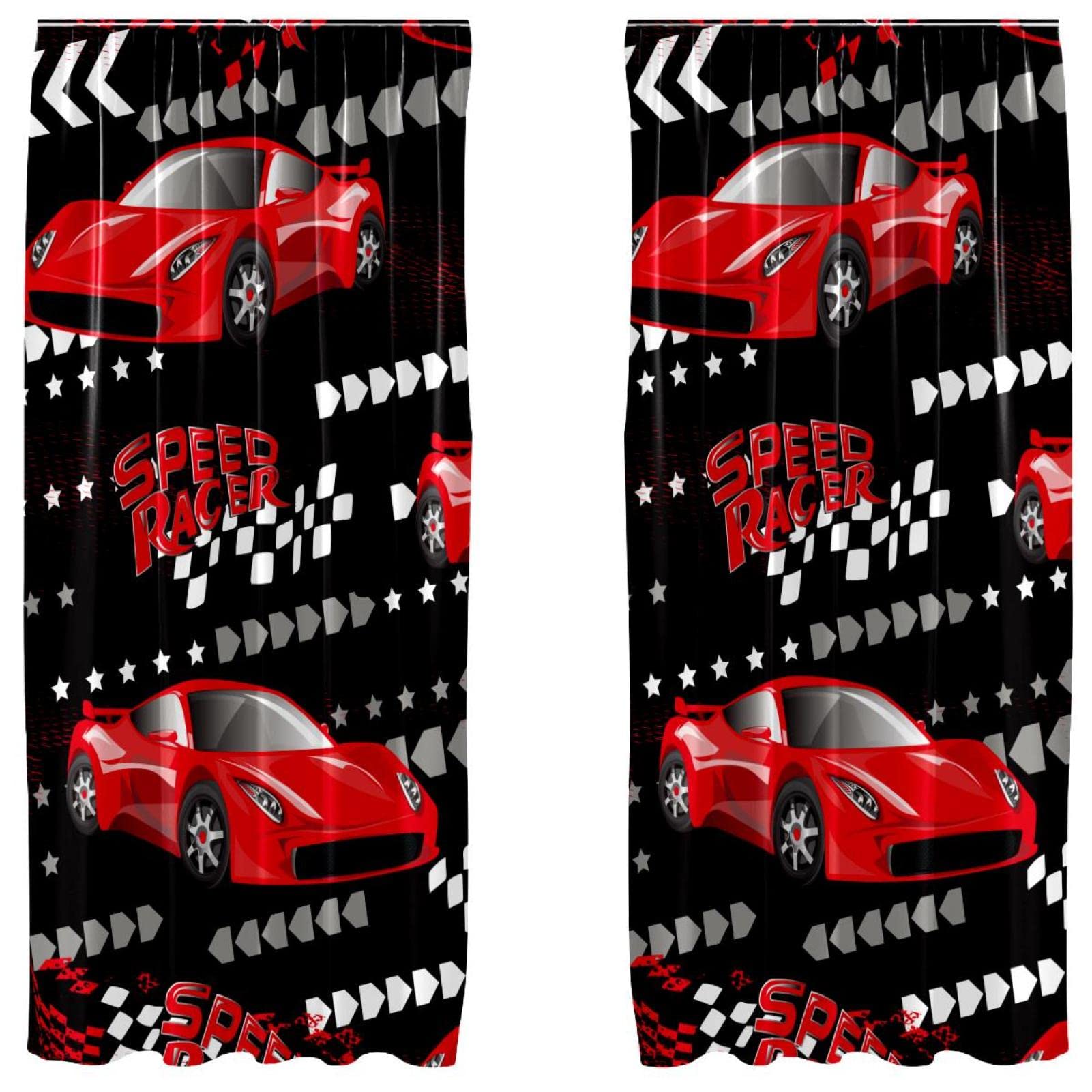Rideau voiture de course 140x213 cm lot de 2 pour décoration de chambre d'enfant