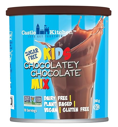 Miniatura 2 de Castle Kitchen Sugar Free Kids - Mezcla de leche de chocolate oscuro para niños, paquete de 2 (16 onzas, 32 porciones), sin lácteos, vegana, a base