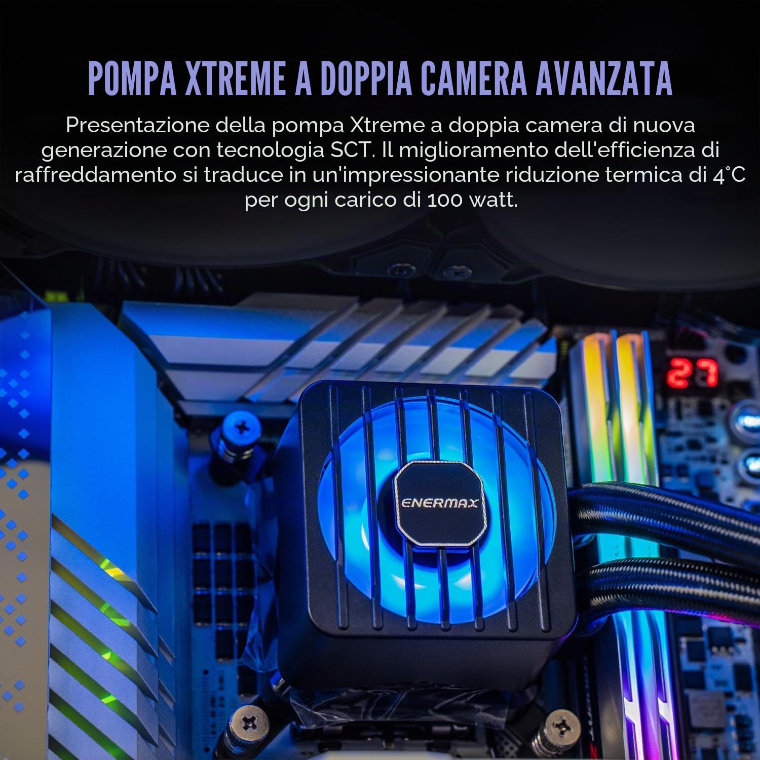 ENERMAX LIQMAXFLO SR 360mm CPU AIO Liquid Cooler (LGA 1700, 1200, AM5, AM4)- Xtreme Dual Chamber PWM Pump- ARGB VRM Waterblock Fan - 370W+ TDP (3x 120 PWM Silent Flow Fan); ELC-LMF360-SF, negro
