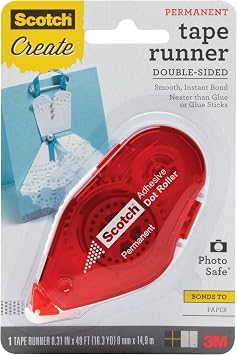 Scotch Double Sided Tape Runner, .31 in x 49 ft, 1-Pack | Permanent and Photo Safe