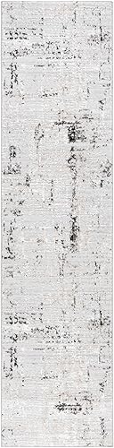 Safavieh Parker Collection - Alfombra de pasillo, 2 x 8 pies, gris claro y negro, diseño moderno, no desprende pelusa y de fácil cuidado, ideal para