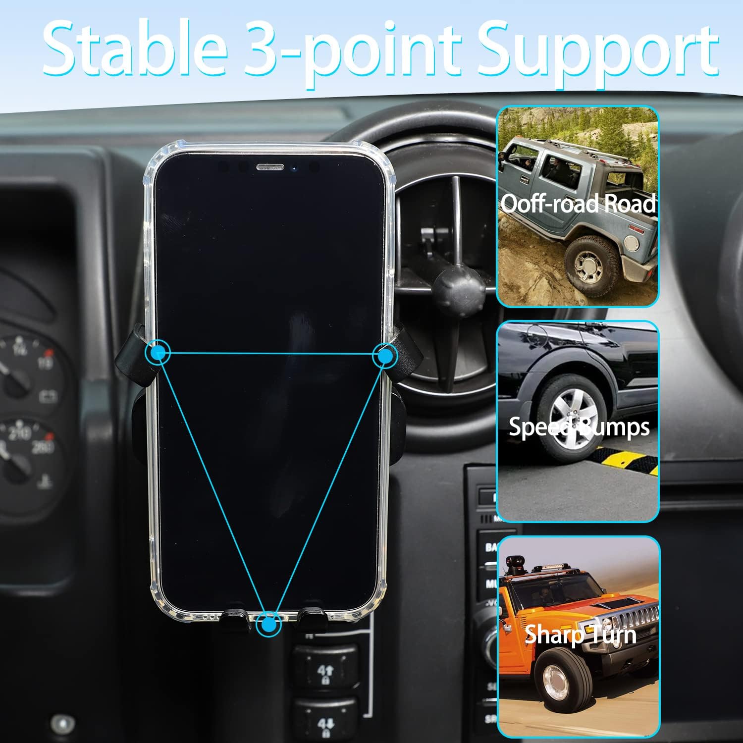 Lcojicep Car Phone Holder Compatible with Hummer H2 2003-2007 Car Phone Mount Accessories, for All Mobile Phones (Style B)
