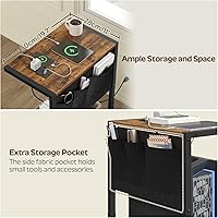 Vista 7 de Soporte para PC, soporte de torre de computadora con estación de carga, soporte de torre de PC ajustable en altura para piso, carrito de computadora