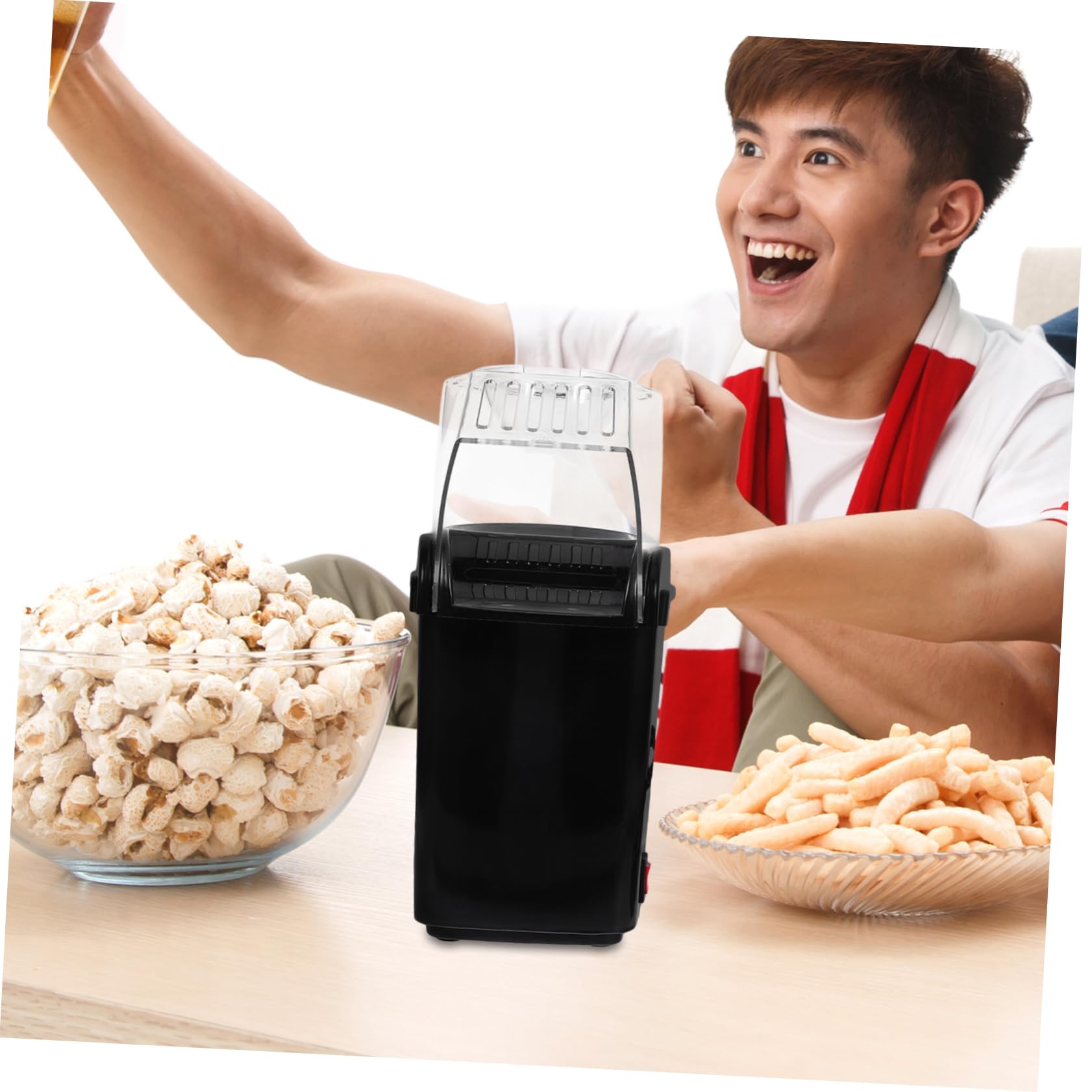 Kleiner Heißluft Popcornmaschine 1200 Watt, Schwarz, Vollautomatisch