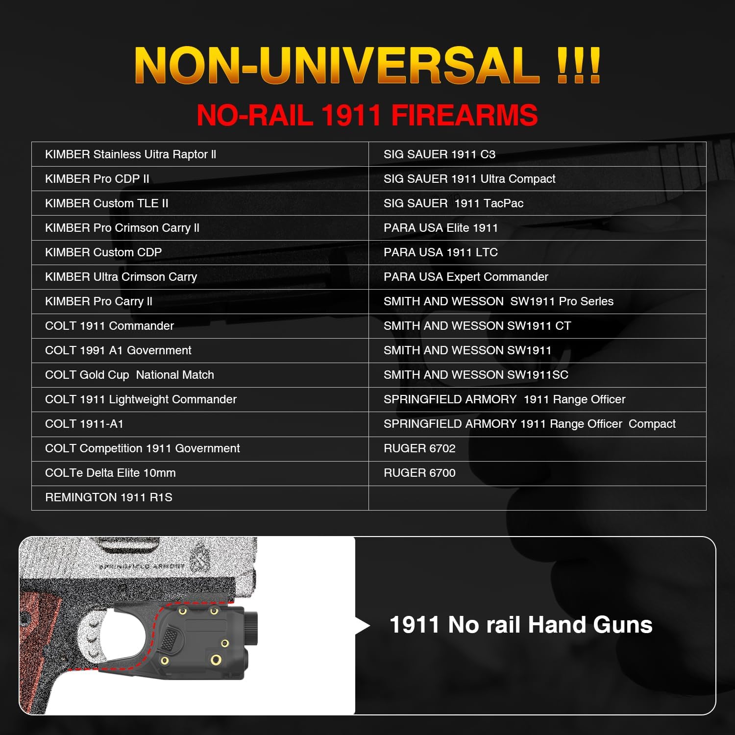 Defentac 600 Lumens Pistol Light Laser Combo is Compatible with 1911 No-Rails Version Only