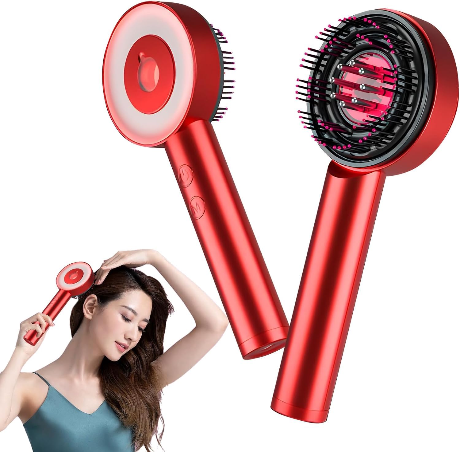 Scalp Massage Brush, IPX7 Waterproof Electric Scalp Massager All in One with 3 Functional Modes and Red Light for Spa Scalp Relaxation