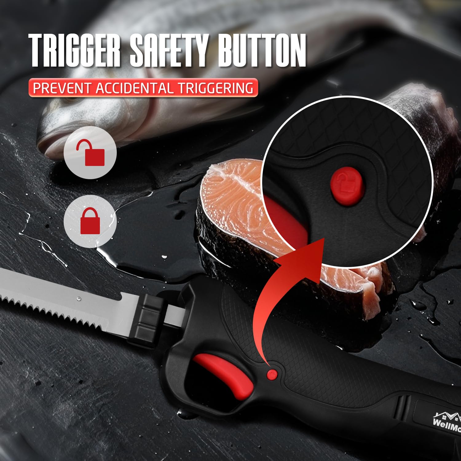 Fillet Knife - Electric Fillet Knife for Fish, Cordless Electric Knifes with Safe Lock, Non-Slip Grip Handle with 1 battery and 7"+9" blade image 3
