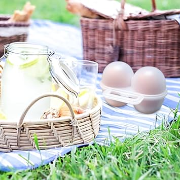 Portable 2Egg Holder with Carabiner, PP Plastic Travel Egg Carrier for Camping & Hiking, White, 1 Pack