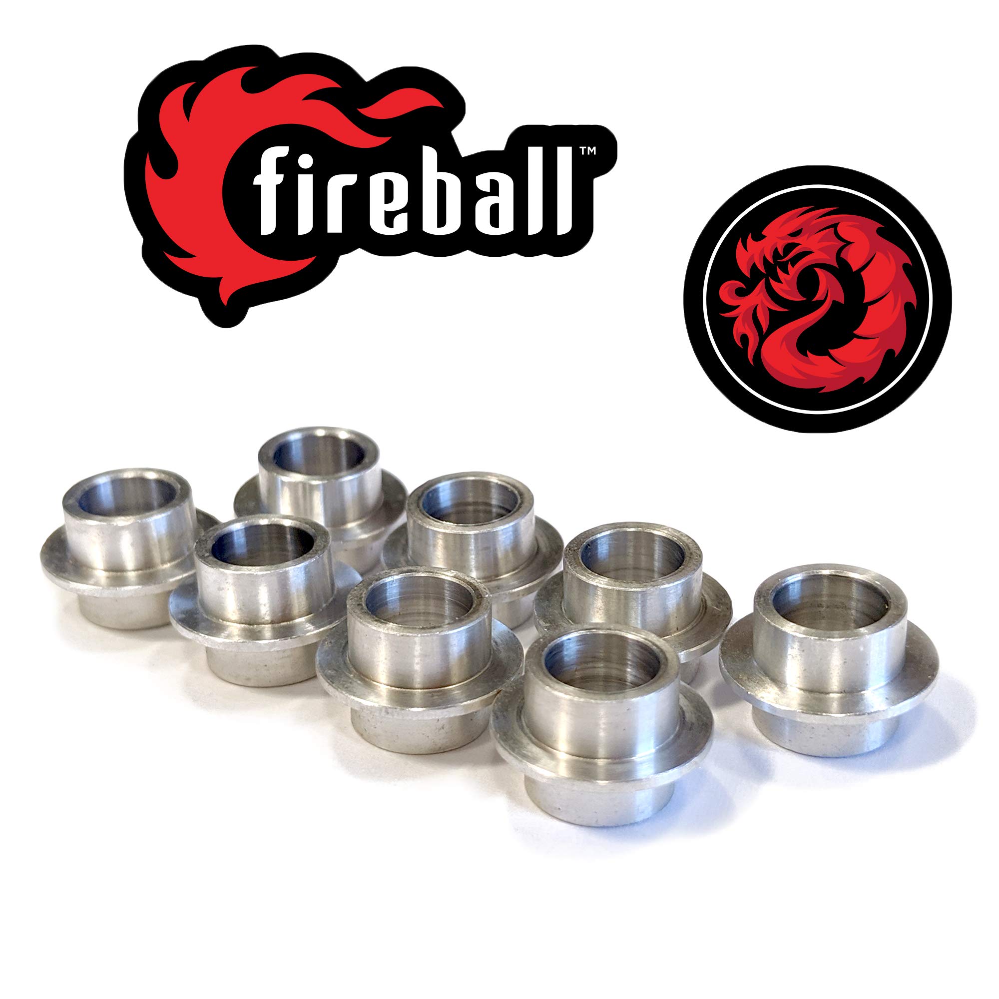Fireball Dragon Aluminum Self Centering Bearing Spacers - 8 Pack for Inline Skates, Roller Skates, Skateboards, Longboards - Easy Install Set