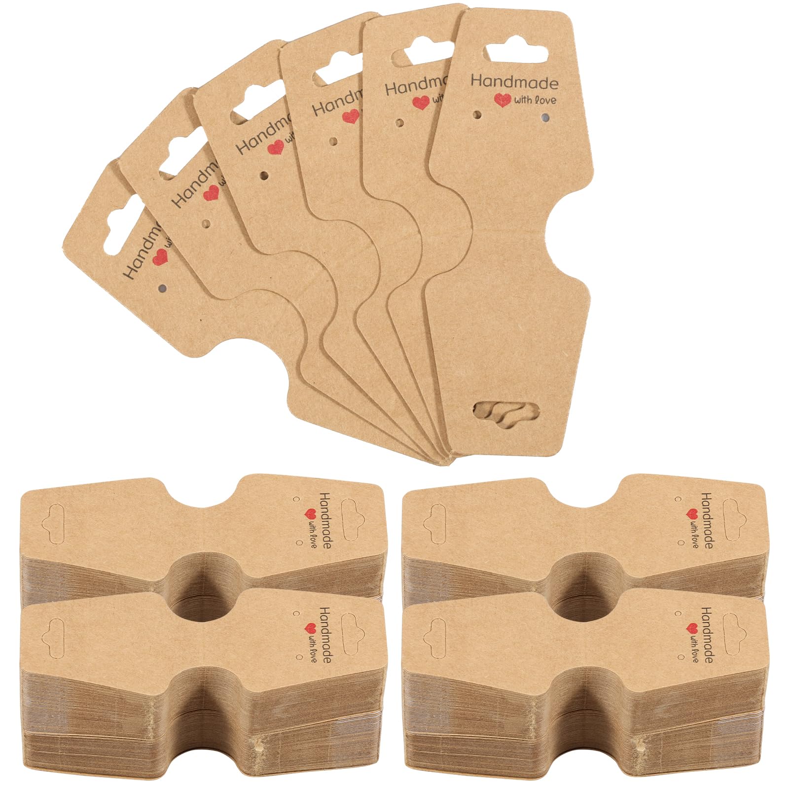 Sutowe 400PCS Bracelet Display Cards Handmade Blank Cards Earring Holder Cards Self Adhesive Jewelry Packaging Selling Hang Tags for Keychain Earring Hair Band(brown)