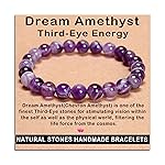 AD Beads Handmade Gemstone Stretch Elastic Bracelet Crystal Healing Reiki Nature\'s Beauty and Spiritual Essence Unisex (8mm, Dream Amethyst (Third-Eye Energy))