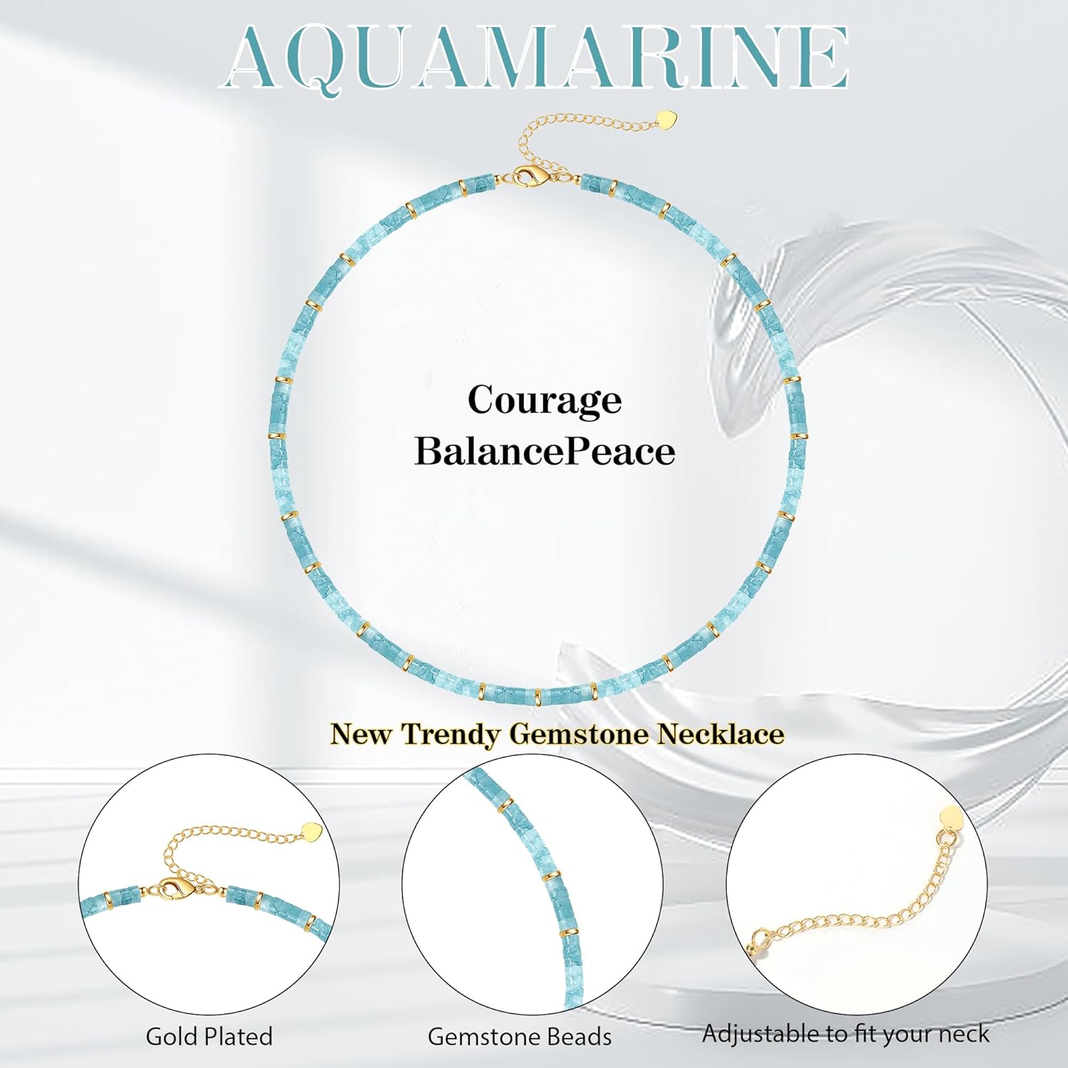 Btysun Choker Necklace for Women, Beaded Necklaces for Women Valentines Day Gifts for Teens Teen Girl Gifts Gifts for Her Adjustable 14k Gold Gemstone Summer Anniversary Birthday Christmas Jewelry - Image 4