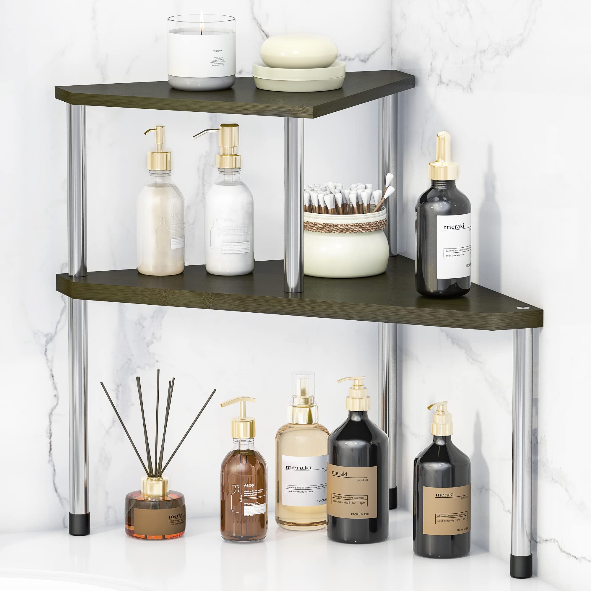 Buy Bathroom Counter Organizer Corner Shelf 2 Tier Bathroom Organizer