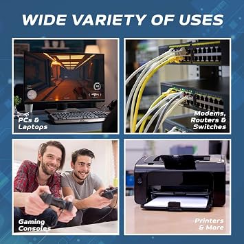 Cables Direct Online Pack of 2 - Cat6 1.5FT Network Ethernet Patch Cable, 550Mhz Internet Wire, Backwards Compatible with Cat5, for PC, Modem, Router, Consoles for Home and Office, Blue