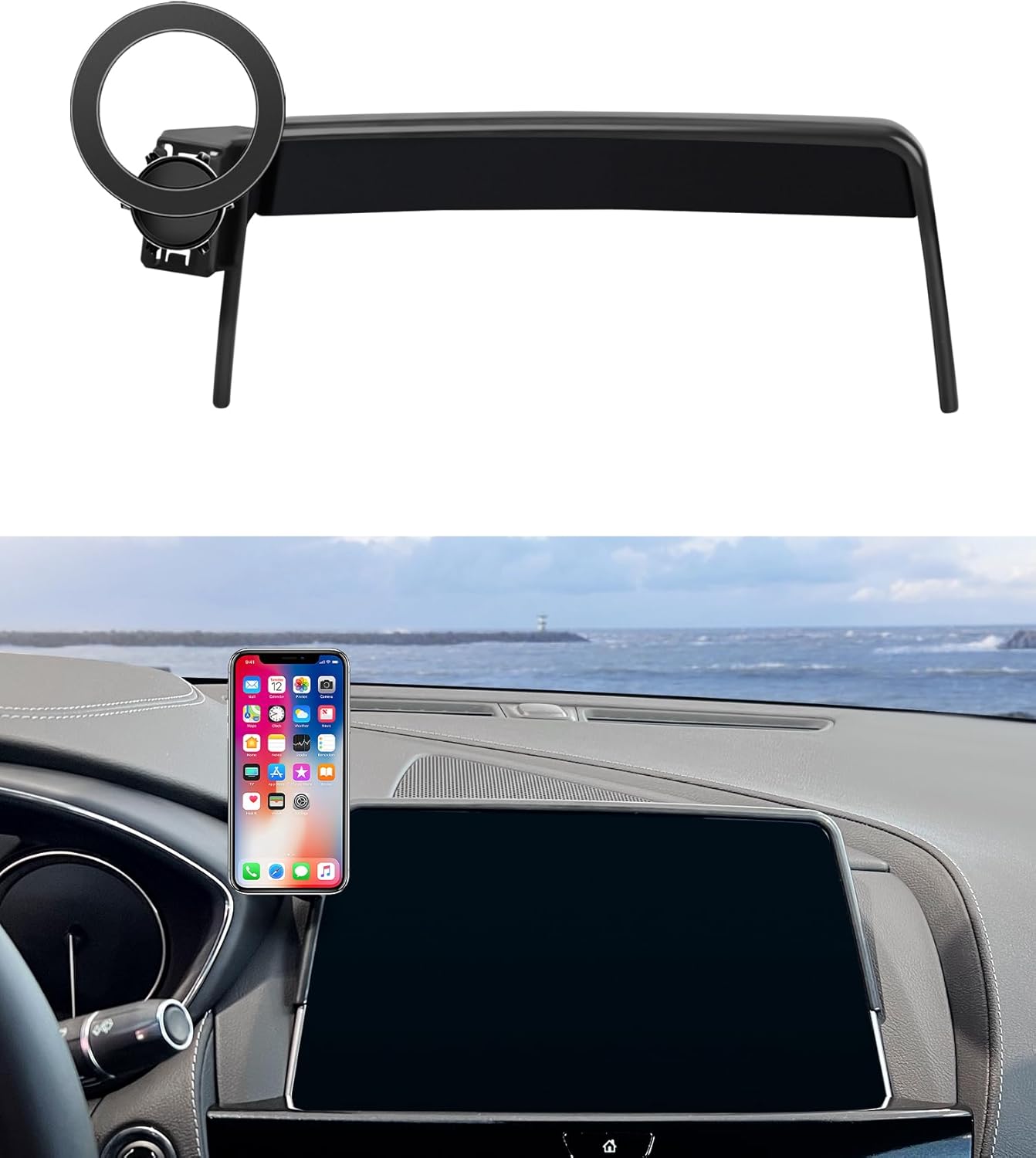 MaserWeller Car Phone Holder for Cadillac CT5 2020-2024 Accessories 10-Inch Screen Fixed Clip, 360° Rotation Phone Mount Compatible with MagSafe, Cell Phone Holder That Does Not Affect Air Vent