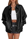 Leather Jacket Women Fall Outfits 2025 Oversized Motorcycle Y2K Clothes Faux Leather Pocket Winter Coats Zip Up