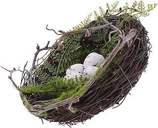 CORHAD 1 Set Birds Rest Bird Decor Bird House Decoration Bird Rattan Nest Rattan Bird Easter Ornaments Natural Birds nest Swallow Bird artificiales para Child Fake Large