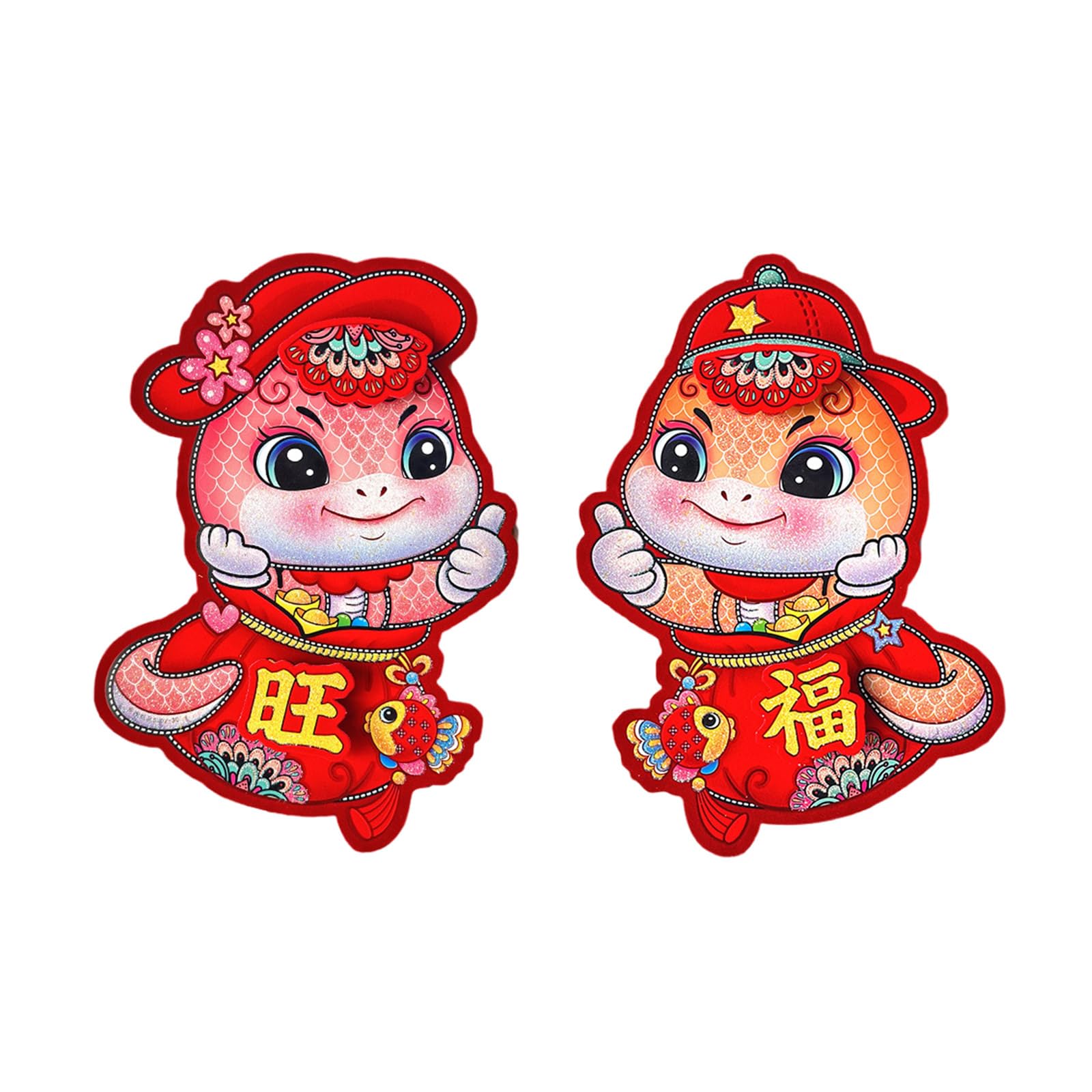 Buxuaaaa 2025 Snake Year Themed Couplets Door Stickers Feature Bright Color and Clear Fonts for Easy Hanging and Storage Traditional Chinese Couplets