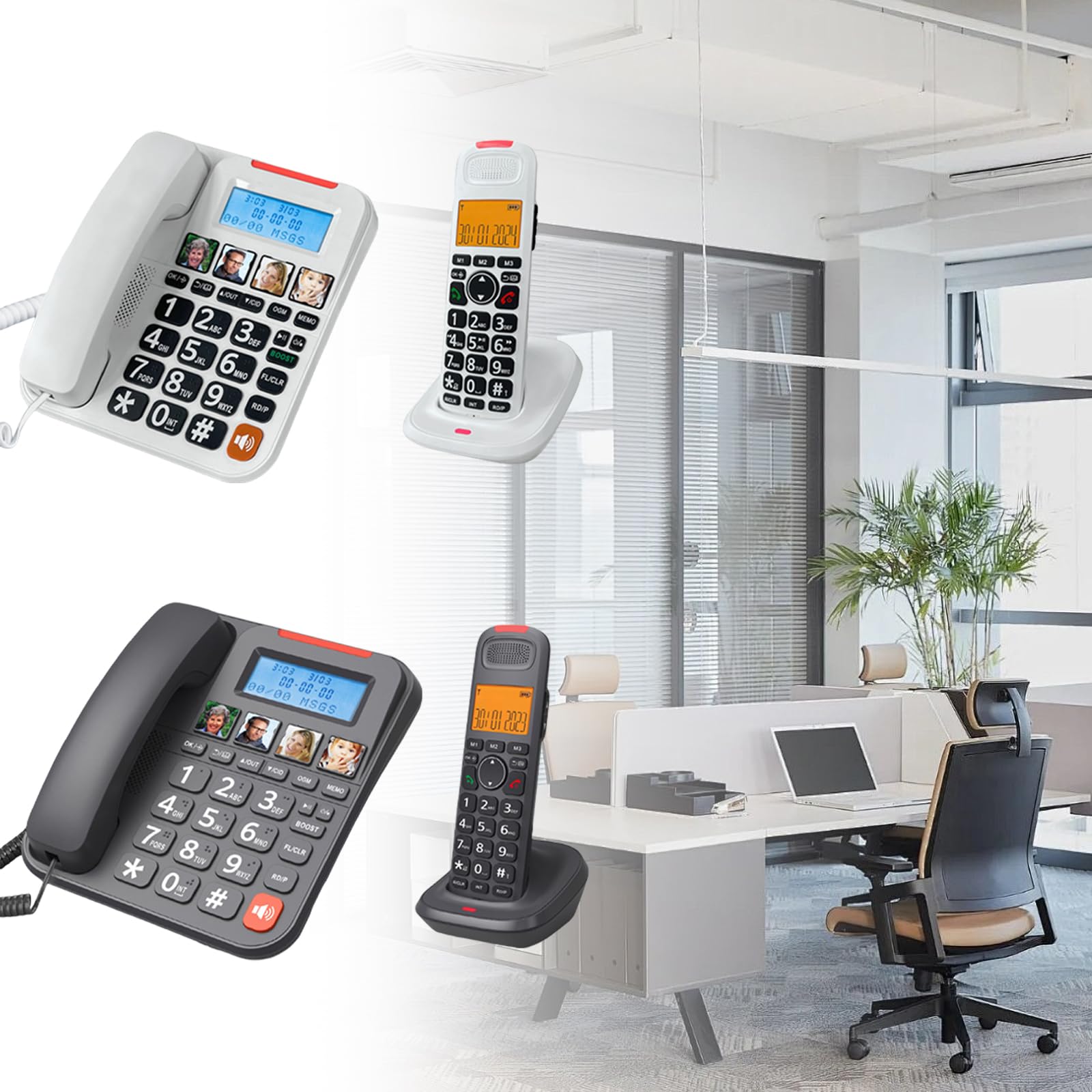 Suoneria regolabile e volumi telefono con filo con 1 chiave aumenta la funzione per accessori telefonici di casa e ufficio