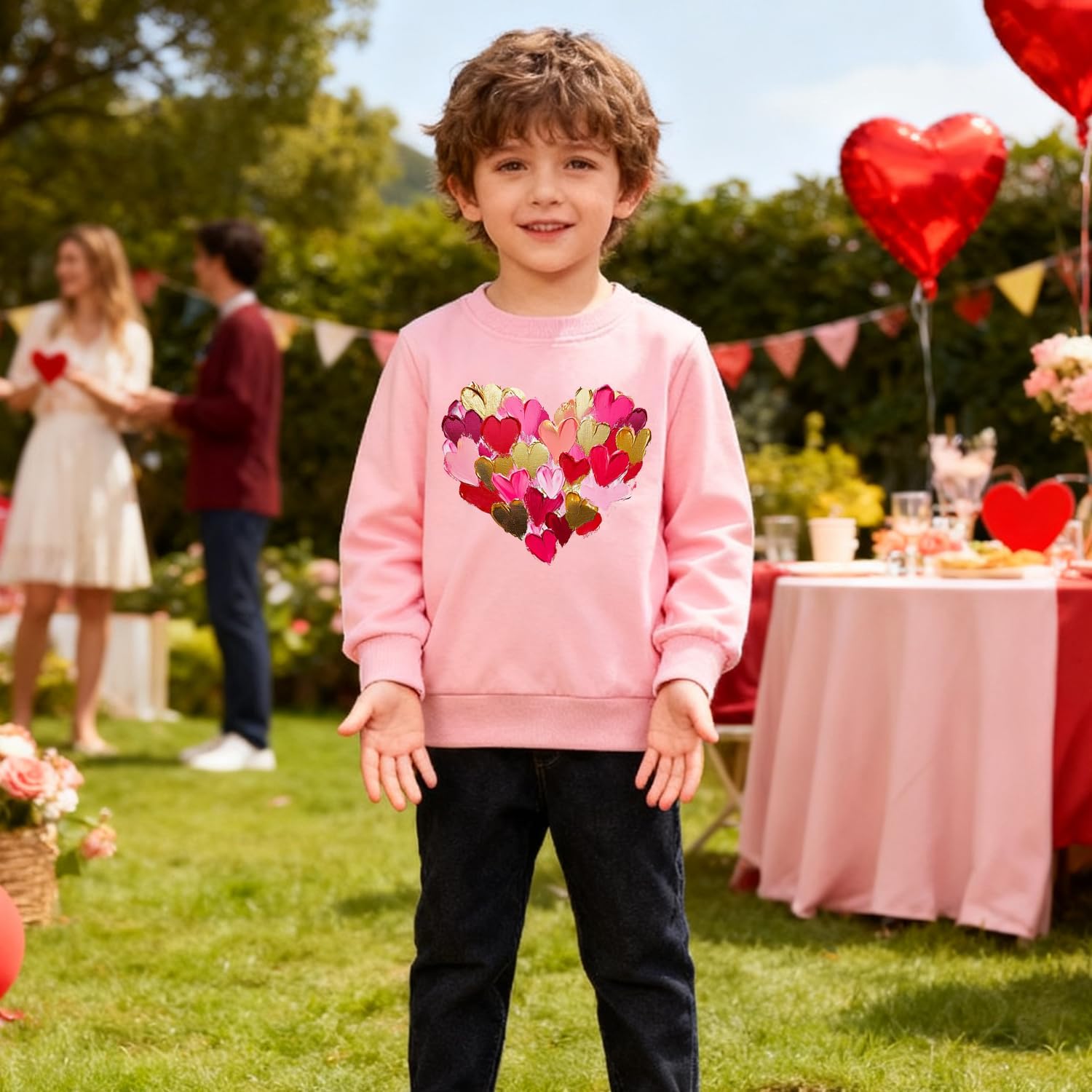 Toddler Valentines Day Sweatshirt Boys Girls Valentine Duck Love Heart Graphic Outfit Long Sleeve Tops for Kids 2-7T - Image 4