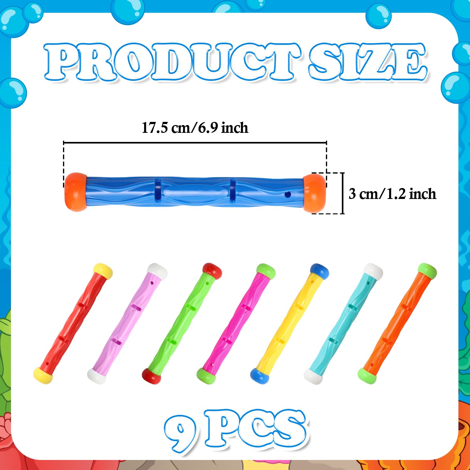 TOPWAYS Diving Pool Toys Set 8 Diving Sticks Diving Torpedoes Swimming Underwater Pool Training Toys Diving Games Training Children's Gifts (8PCS Diving Sticks) - Image 3
