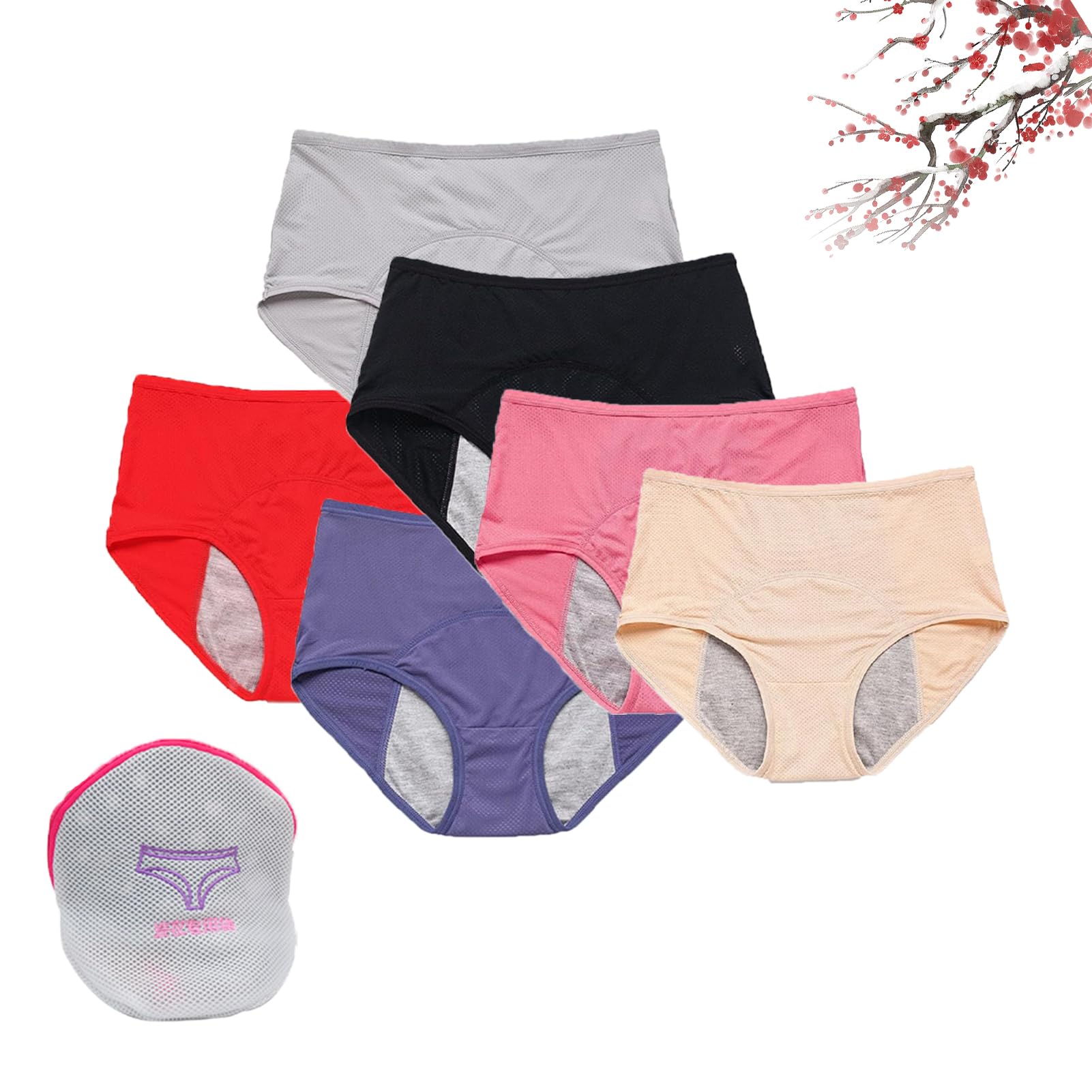 Hopasrisee Women's 6Pcs-H Everdries Leakproof Underwear, Everdries Leakproof Panties For Over 60 Incontinence, Plus Size Briefs (,2Xl)