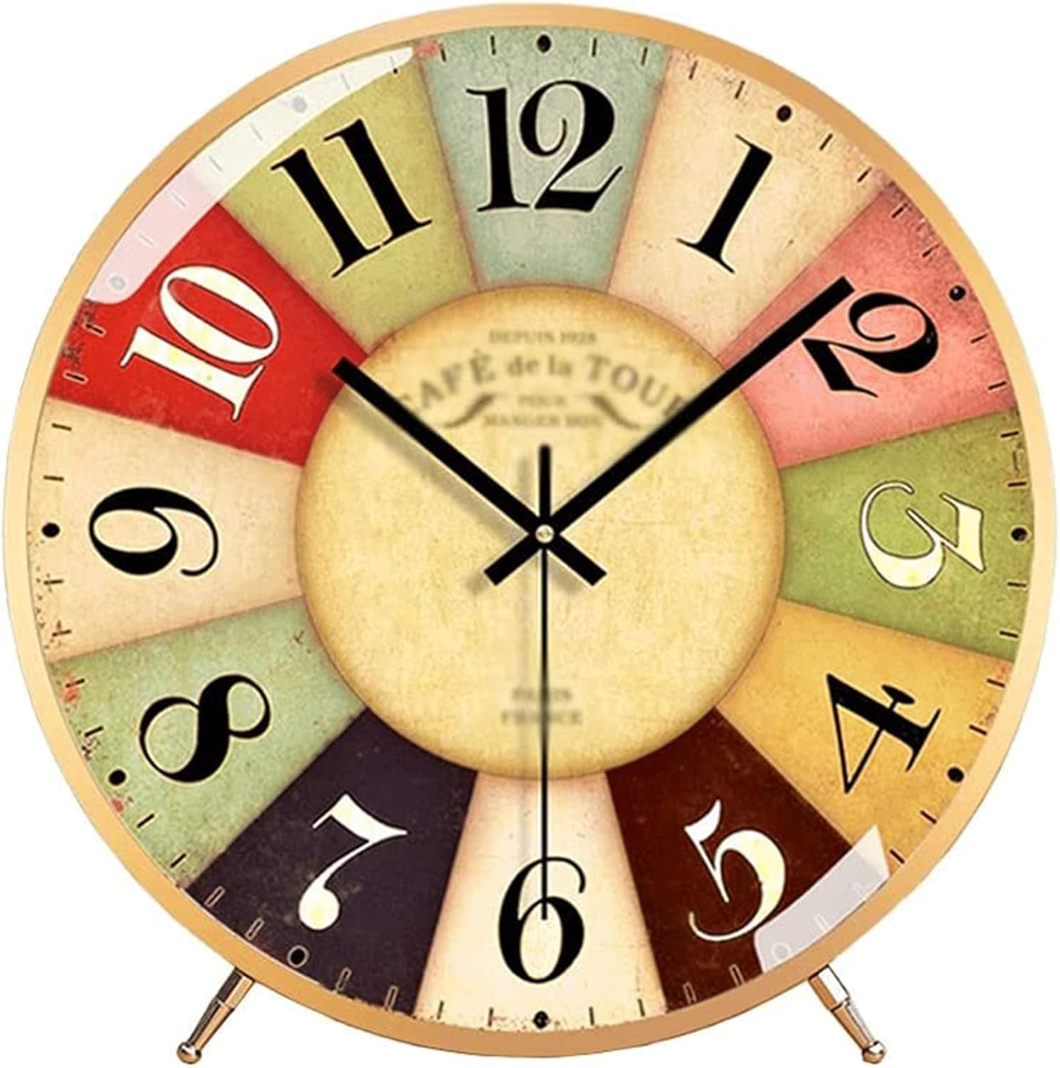 OLOTU Shelf Clock Metal Shell Table Clock Easy to Read Arabic Numeral ...