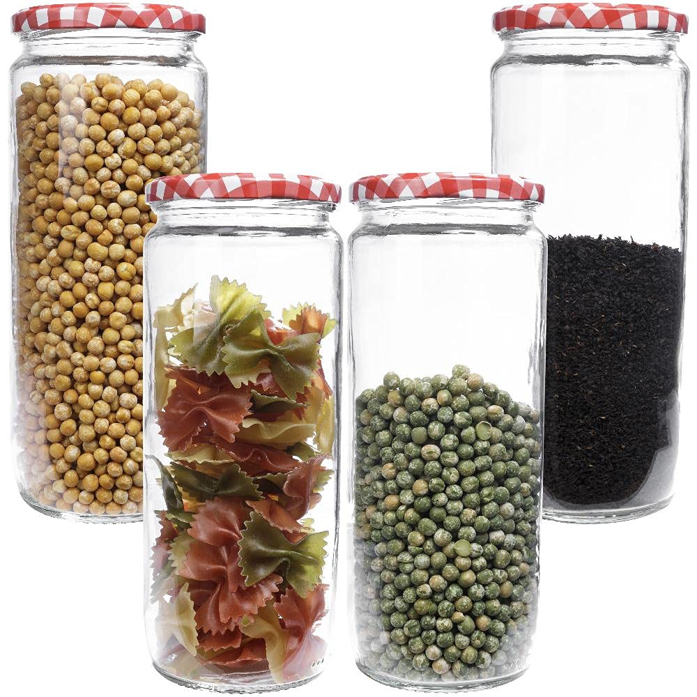 KADAX Set Di 8 Barattoli Di Vetro Con Inserto, 1,7 L, Fi89 Mm, Vetro Di Cetriolo Barattoli Per Conserve Barattoli Rotondi Con Coperchio A Vite Bianco 82162181